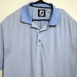 FootJoy Mens Short Sleeve Golf Polo Shirt Large Light Blue White Stripes